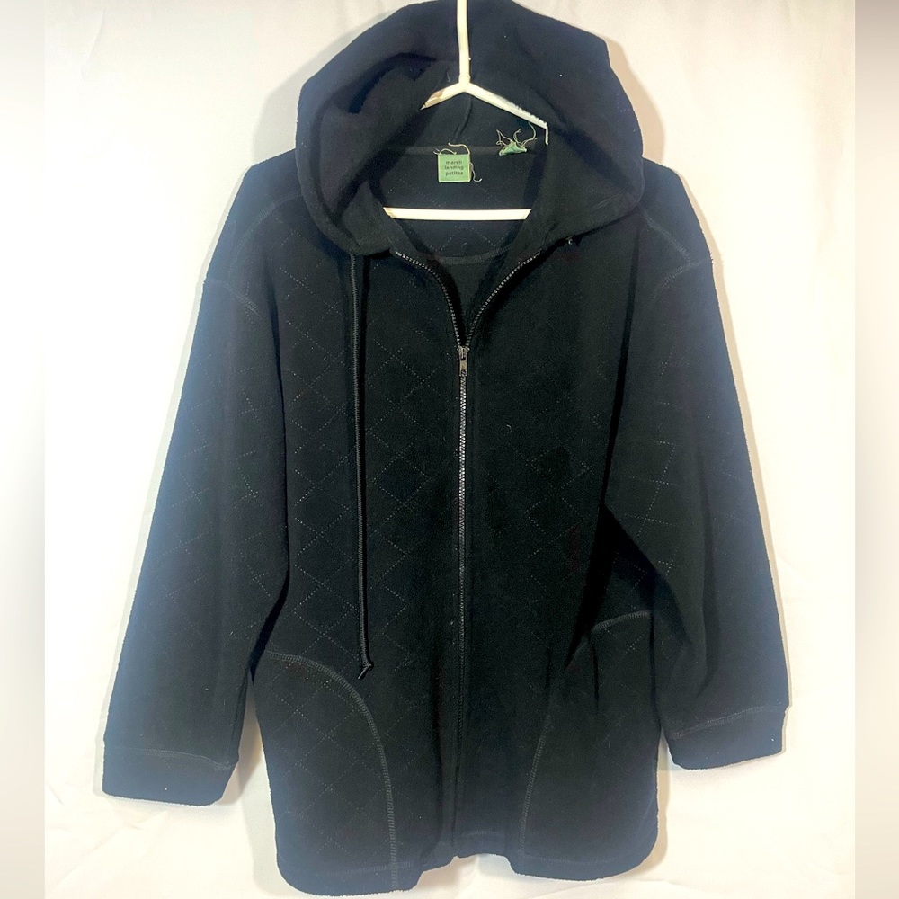Marsh Landing Petite Black Fleece Zip Up Jacket size PM
